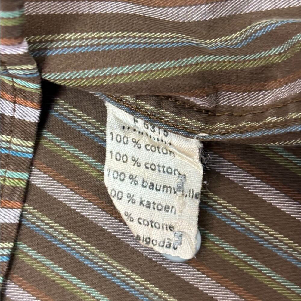 Lacoste Men's Brown and Multicolored Striped Button Down Shirt Size 44 XL - Picture 5 of 7